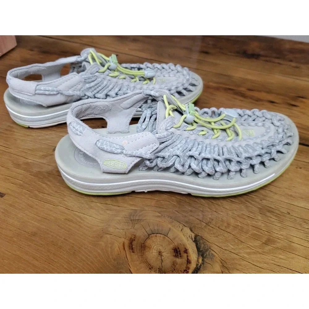 KEEN Womens UNEEK Gray  Lime Green Outdoor Water Bungee rope shoes Size 6 EU 36
